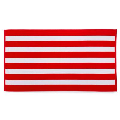 China Factory Sale Big QUICK DRY Warm Pool Sun Lounger Stripe Yarn Dyed Soft 100% Terry Cotton Beach Towel Custom Logo for sale