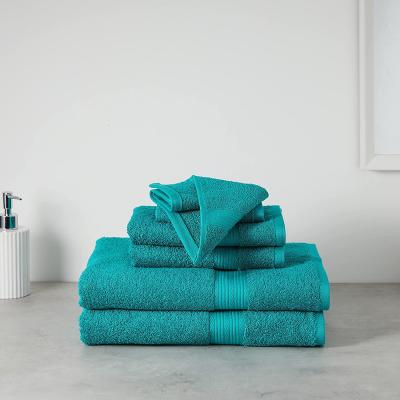 China Bestselling 700gsm 16S High QUICK DRY 6pcs Cotton 100% Fluffy Absorbent Towel Set Blue Terry Egyptian Cotton Bathroom Towel for sale