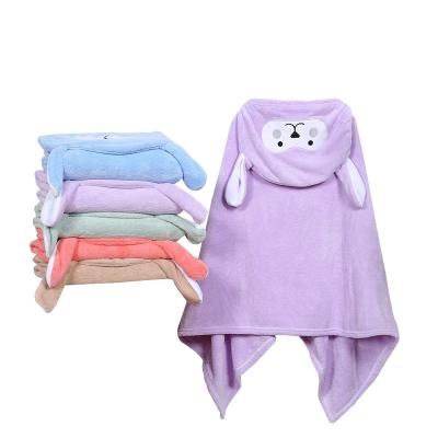 China Coral Fleece Cartoon Children Hooded Bath Towel 70x140cm Thick Wholesale High Quality Viable Bathroom for sale