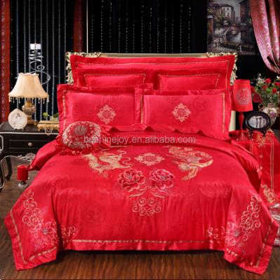 China Luxury Disposable 100% Cotton Sateen Jacquard Duvet Cover Bedding Set Fitted Sheet for sale