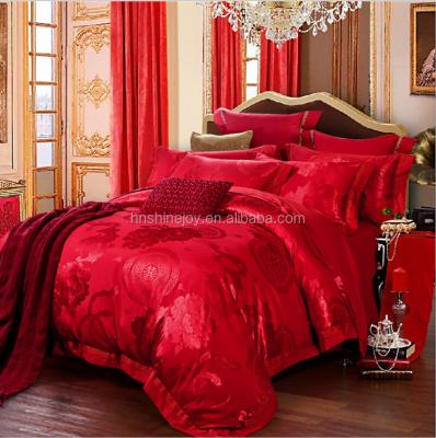 China 100% Cotton Sateen Jacquard Sheet Wedding Quilt Cover Disposable Queen Size Bed Linen for sale