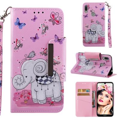 China Girls Colorful Fancy Kickstand Wallet Cell Phone Leather Case For Huawei Y6 2019 for sale