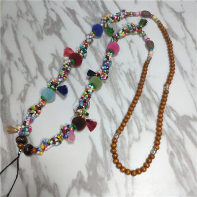 China Lanyard Straps Fixed Beads Pearl Neck Lanyard Pompom Phone Straps Phone Lanyard Strap for sale