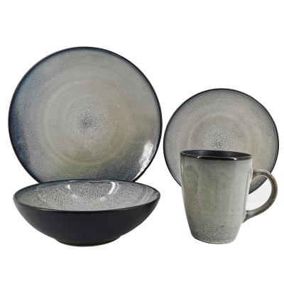 China Best Viable Selling Solid Color 16pcs Stoneware Special Reactive Glazed Dinner Set for sale