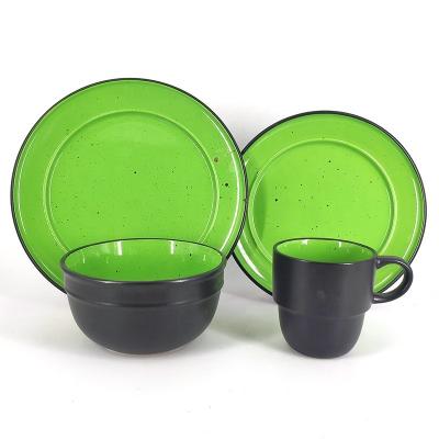 China Best Selling Viable Stoneware Two Tone Color Tableware With Pepper Design 16pcs Ceramic Dinnerware Sets for sale