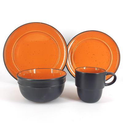 China Best Viable Selling Stoneware Two Tone Color Ceramic With Pepper 16pcs Dinnerware Sets for sale