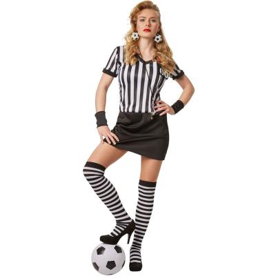 China Halloween Cosplay Suits Modern Style Women Soccer Referee Costume Suit for Halloween Sexy Cosplay Black White Costume for sale