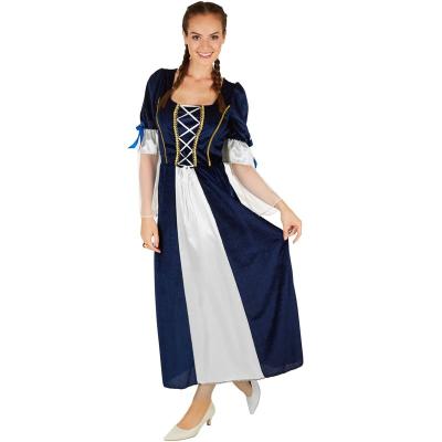 China Halloween Cosplay Suits Most Popular European Civilian Ladies Dresses Halloween Retro Blue White Greek Dress for sale