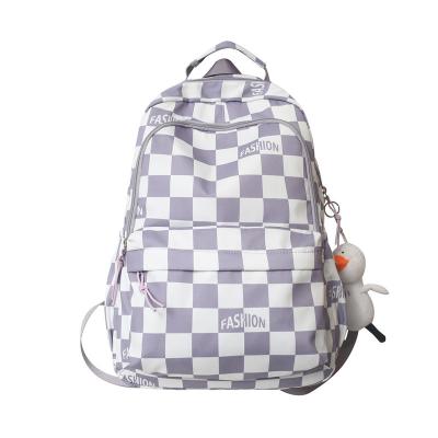 China Handy Unisex Custom School Bag School Backpack College Student Mochila Large Capacity Checkerboard Nylon Schoolbag Unisex for sale