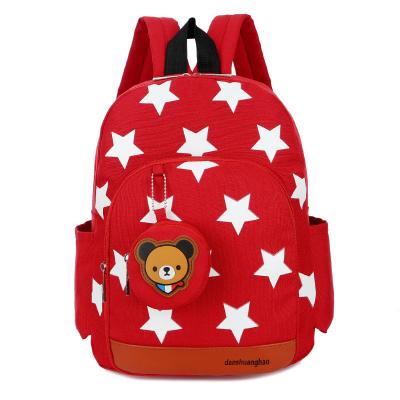 China 3-5 Years Portable Cartoon Star Nylon Shoulder Bag Kindergarten Kids Large Unisex Kids Backpack School Bag Set With Coin Purse for sale