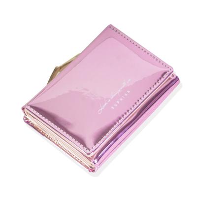 China Waterproof Simple Holographic PU Leather Small Wallet Bag Purse Women Clutch Card Slot Organizer 3 Times Students Money Ladies Clip for sale