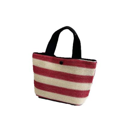 China Wholesale Cheap Straw Basket Portable Bucket Vegetable Small Ladies Beach Bag Woven Beach Handbag For Girls for sale