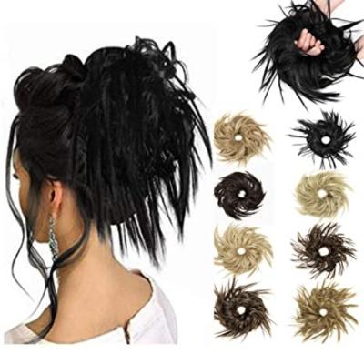 China Wholesale High Temperature Messy Hair Buns Extension Synthetic Aishili Fiber Elastic Hair Band Chignon For Women for sale