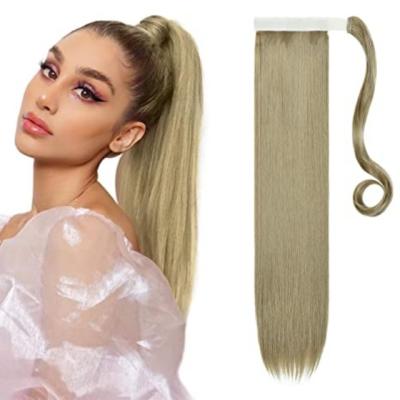 China CUSTOMIZED High Fiber Ombre Color Lace Claw Clip Blonde Wholesale Wrap Around Synthetic Drawstring Curly Ponytail Hair Extensions for sale