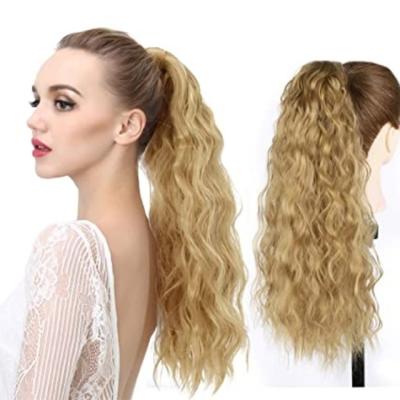 China CUSTOMIZED Synthetic Drawstring Body Wave Ponytail Clip In Hair Extension African American Heat Resistant Ponytail for sale