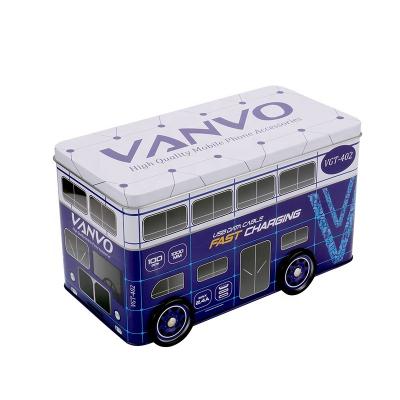 China Customized Hot-selling Cookie Design Small Bus Shaped Tin Box For Food Tea Cookie Coffee Packing Cute Metal Tin Case for sale