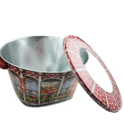 China Custom Food Metal Packaging Tin Can Color Tin Bucket With Lid for sale