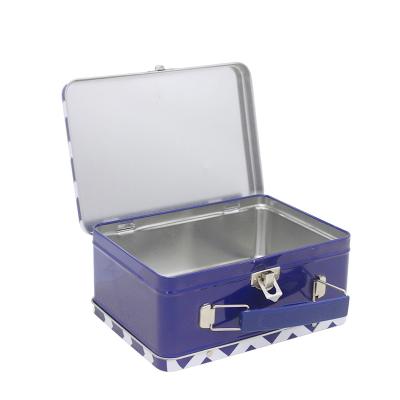 China Packaging Handle Tin Lunch Box With Plastic Handle , Lunch Box Metal Tin Custom for sale