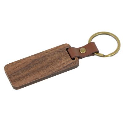 China DIY Gift Personalized Engraved Blank Walnut Personalized Logo Keychain Key Chain Wooden Key Tags for sale