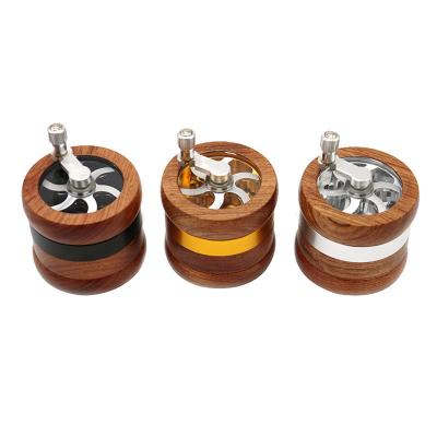 China Aluminum Alloy Herb Spice Tobacco Grinder Crusher Wooden Metal Tiny Wholesale Easy With Handle for sale