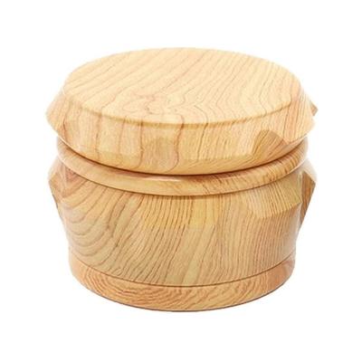 China Custom Logo Wooden Alloy Tooth Tobacco Grinder Sharp Teeth Wood Herb Spice Grinder with Pollen Catcher for sale