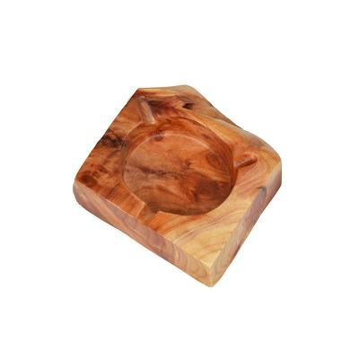 China Custom Decorative Creative Wooden Cigar Ashtray Outdoors And Indoors Portable Ash Tray for sale