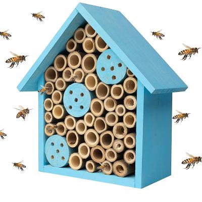 China Sustainable Decorative Garden Backyard Hanging Wooden Mason Bee House Bee Hive House Attraction for sale