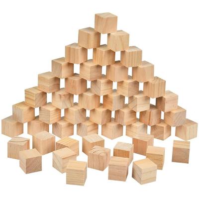 China Building Toy Unfinished Solid Blank Square Wooden Blocks Puzzles Wooden Cubes For DIY Project for sale