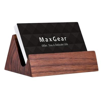 China Wholesale Business Gift Personalized Wooden Business Card Holder Case Name Card Holder Stand for sale