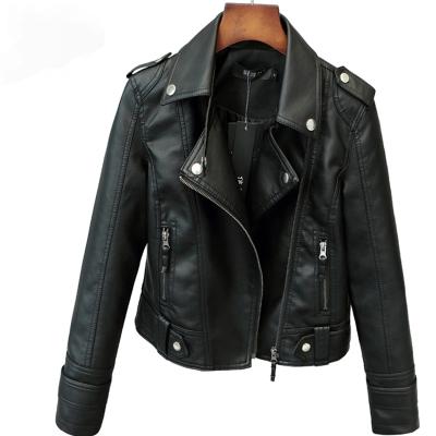 China Faux PU QUICK DRY Short Jackets Slim Women Fashion Punk Outwear Motorcycle Leather Jacket All Match Casual Coat for sale