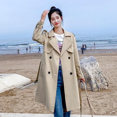 China Waterproof Women's Long Ditch Coat With Sashes Cross Waist Solid Color Korean Loose Casual Outerwear The New for sale