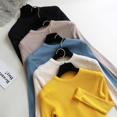 China Anti-Wrinkle Winter Knitted Sweaters Women's Basic Pullover Slim Women's Pullover Long Sleeve Sweater for sale