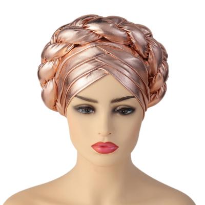 China 2020 Nigerian Wedding Gele Women Latest Handmade African Headtie Hat Braid Turbans Ladies Head Wraps One Size for sale