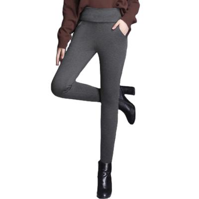 China Winter Antibacterial Women's Trousers Velvet Thickening Warm High Waist Stretch Pants Large Size Pencil Pants Skinny Skinny Pants Black for sale