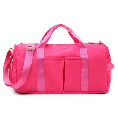 China Waterproof Weekender Tote Carry On Bags Overnight, Custom High Quality LOGO Pink Shoulder Sports Gym Bag Travel Duffel Bag For Women Men for sale