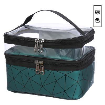 China High Quality Water Resistant Clear Travel Cosmetic Case Toiletry Bag, Large Camping Bag Double Layer Makeup Cosmetic Bag For Women Girls for sale