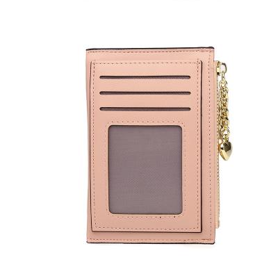 China Waterproof Women's Credit Card Holder Wallet Slim Short Card Wallet Stand with Zipper Pocket for Cash, Coin, Receipt, ID Card for sale