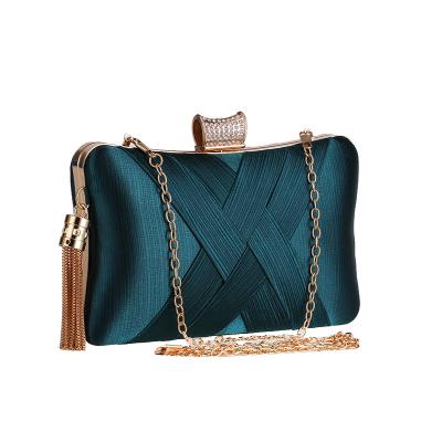 China High Quality Women Even Party Silk Handbags Clutch Bags Satin Wedding Bridal Purses with Tassel Pendant, Tassel Evening Clutches Grab Purses for sale