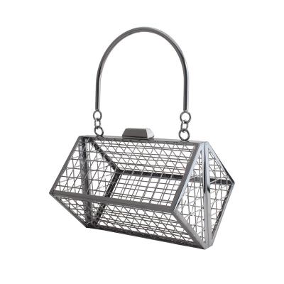 China High Quality Hollow Top Handle Square Bag Iron Cage Metal Cage Evening Clutch Purse, Metal Clutch Purses For Women Girls for sale