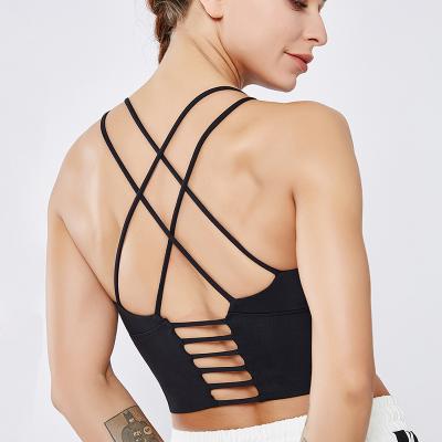 China Breathable Active Wear Cross Strings Back Support Pump Running Sport Bra for sale