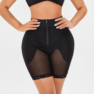 China Sexy Breathable Women Shapewear High Waist Plus Size Shaping Shorts Waist Trainer Butt Lifter Panties With Zipper for sale