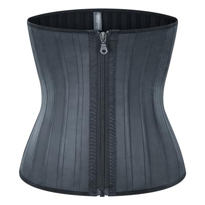 China Breathable Tummy Control 25 Steel Bones Slimming Sweat Workout Compression Firm Zipper Latex Waist Trainer For Women for sale