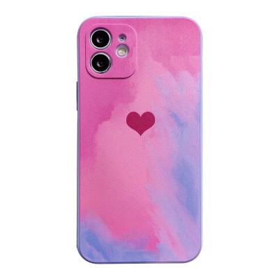 China New Design Fashion Anti-fall Watercolor Silicone Matte Phone Case For iPhone 7 8 Plus Pro Case 11 12 Max for sale