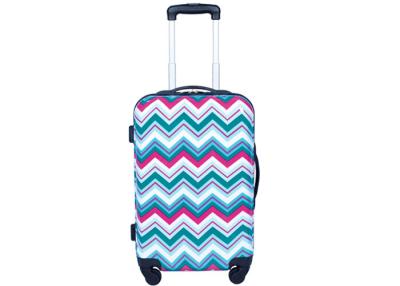 China Colorful raised grain PC hard luggage cases rigid suitcase with zipper pocket inside for sale