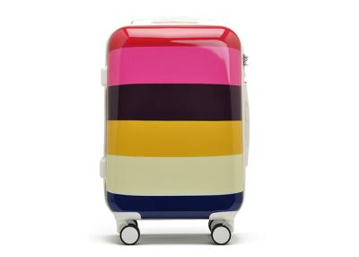 China Colorful PC trolley case lightweight wheeled luggage with handle on top and side for sale