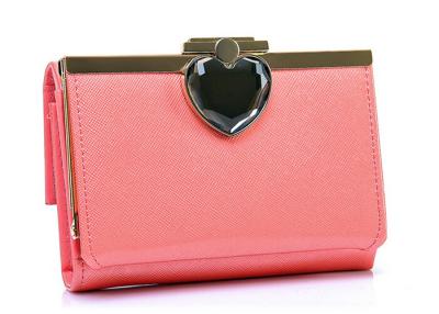 China Pink Large Womens / Ladies Wallets And Purses in Shiny Toothpick Grain PU for sale