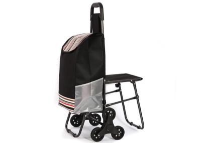 China Wear Resistant Recyclable Portable Shopping Bag with Wheels / Chair , Black for sale