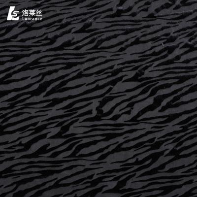 China Zebra / Tigger Stretch Tear-Resistant Burnout Velvet Fabric Black for sale