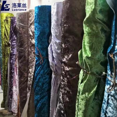 China Anti Static Wholesale Glued Sofa Fabric No Stretch Pleated Glass Crushed Velvet Upholstery Fabric For Sofa for sale