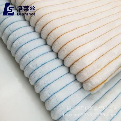 China Antistatic Ready Goods Stripe 100% Polyester Double Sided Flannel Fabric for sale